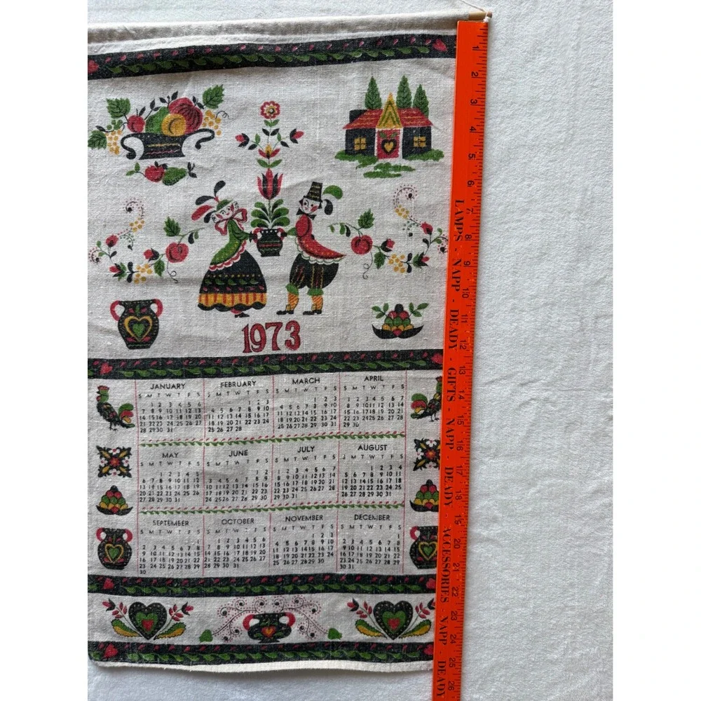 Vtg 1986 Bless This House Mama Papa Baby Bears Calendar Linen Tea‎ Towel